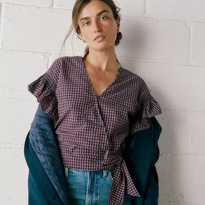 NWT | Madewell | Flutter Sleeve Wrap Blouse
